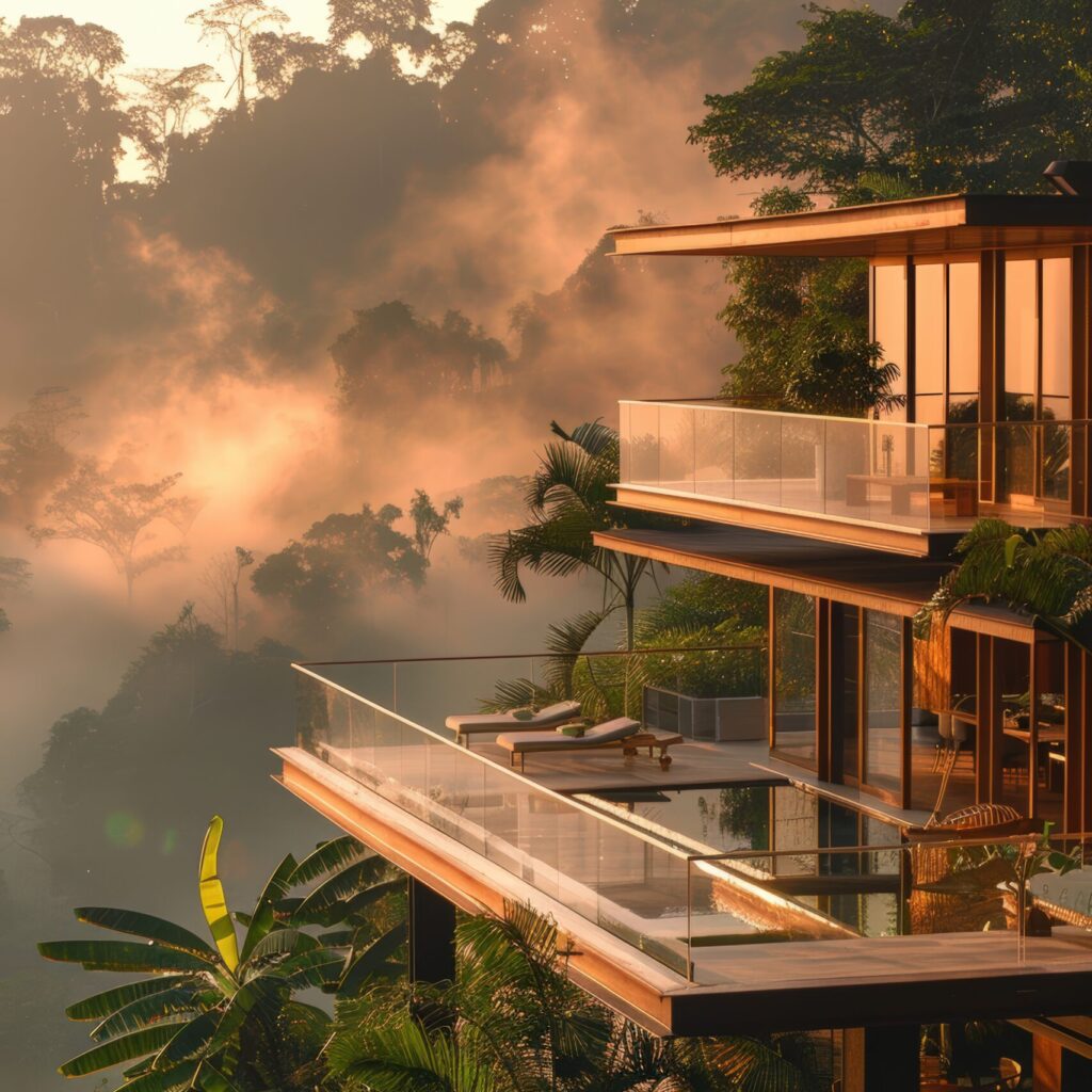 view luxurious villa with modern architectural design