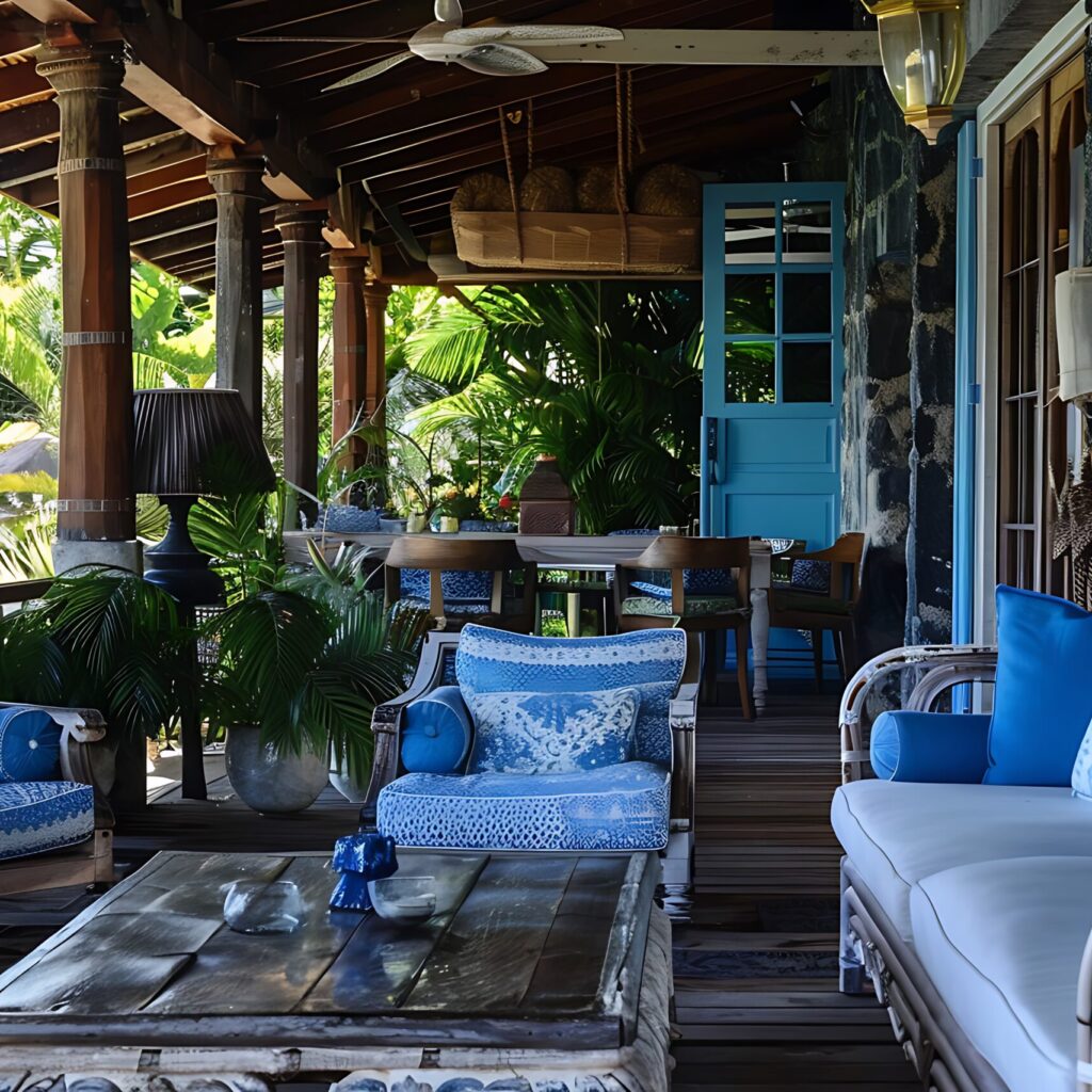 view of the sea from the deck of a luxury villa.